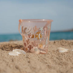 Little Dutch Beach Bucket Ocean Dreams Pink on the sand with shells