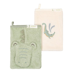 LD Washcloth Set Green Crocodile