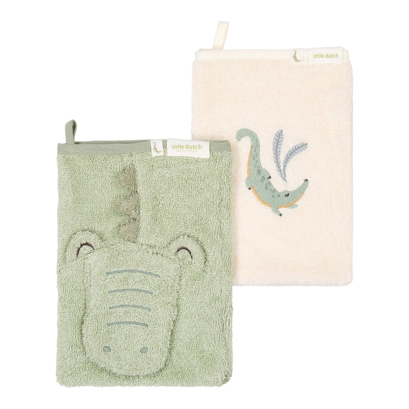 LD Washcloth Set Green Crocodile