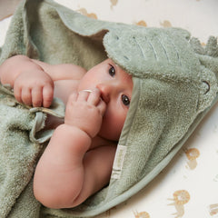 LD Hooded Towel Green Crocodile