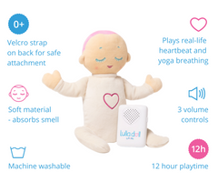 Lulla Doll features including 12 hour playtime, machine washable and velcro strap