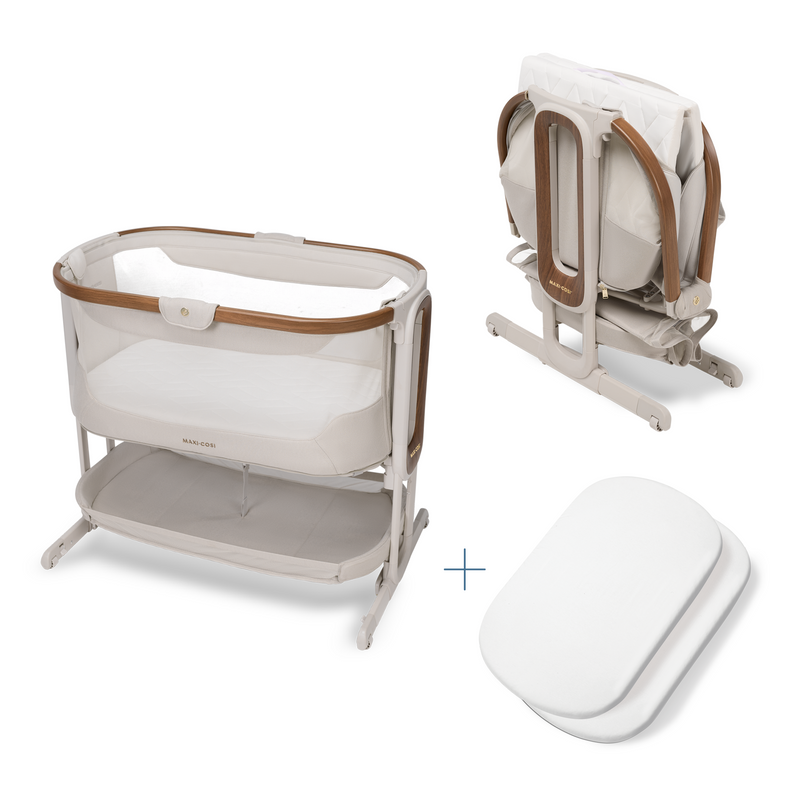 Maxi-Cosi Iora Pro with sheets, folded view, Elegance Beige