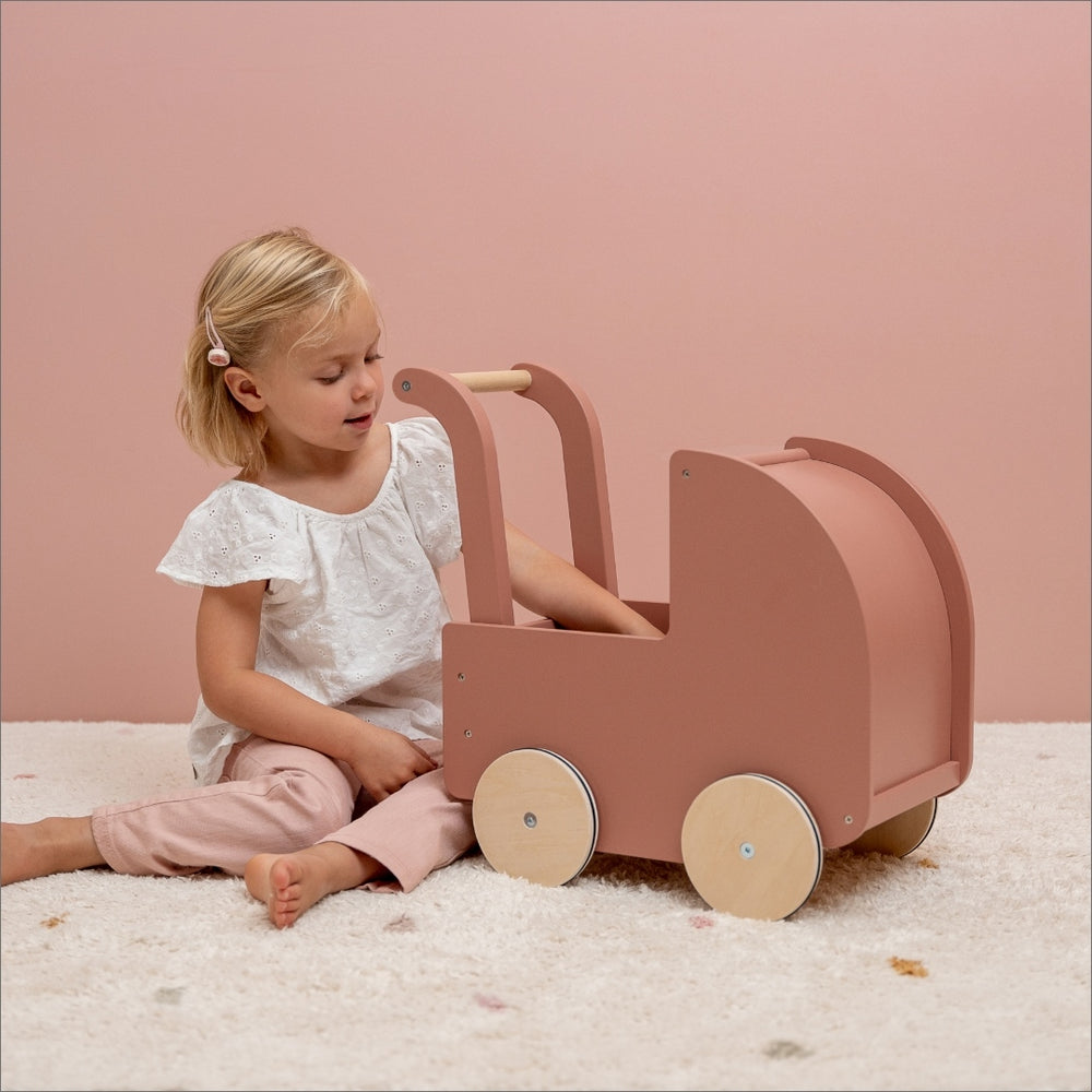 LD Wooden Doll Pram Incl Textile