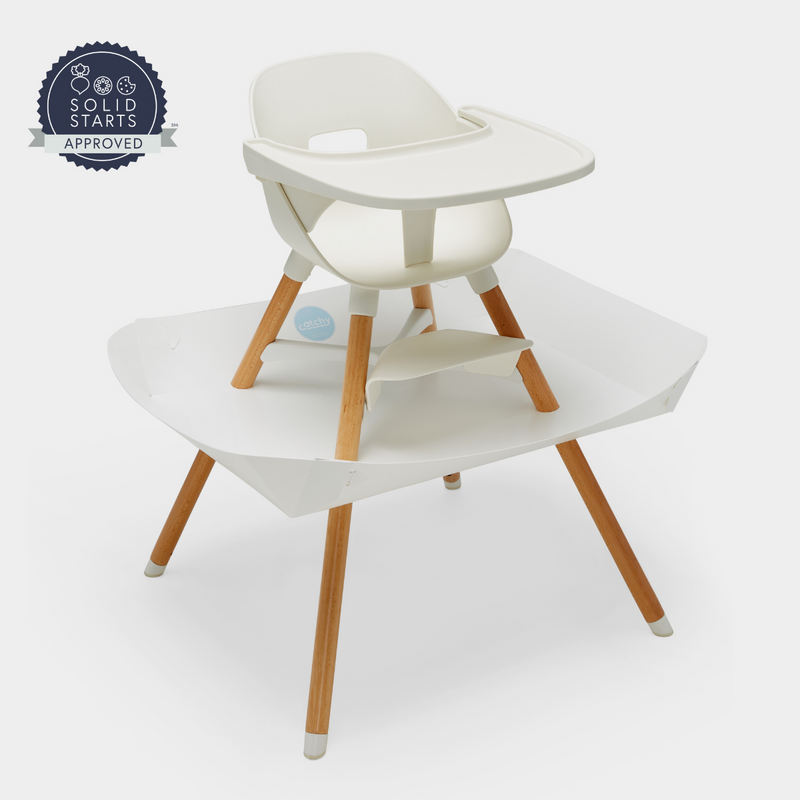 Catchy food catcher in White on a Childhome Evolu 2 high chair