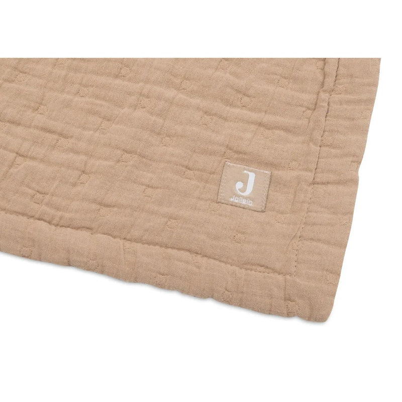 Jollein Biscuit jacquard muslin blanket label detail