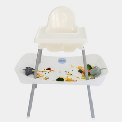 Catchy food catcher in White on an IKEA Antilop high chair