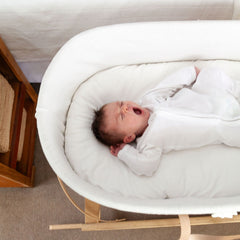 Newborn in a Moses basket with the Ko-Coon slipcover