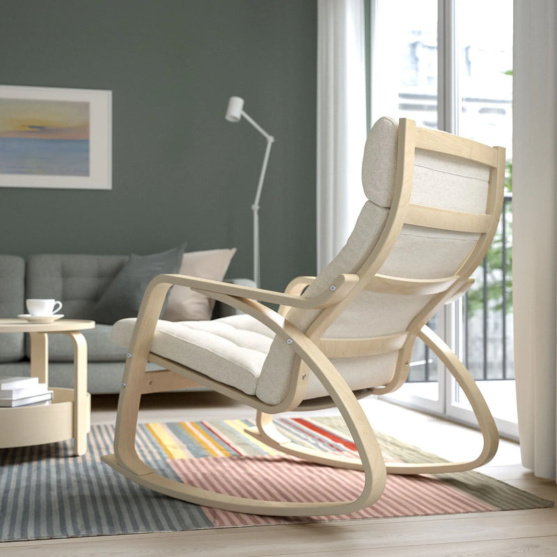 Rocking Chair Poang Birch Veneer Gunnared Beige