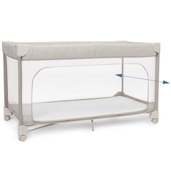 Maxi-Cosi Merlin travel cot in Elegance Beige with the side panel zipped open