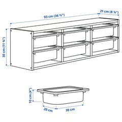 Trofast Wall Storage Combination + 6 boxes- Wood